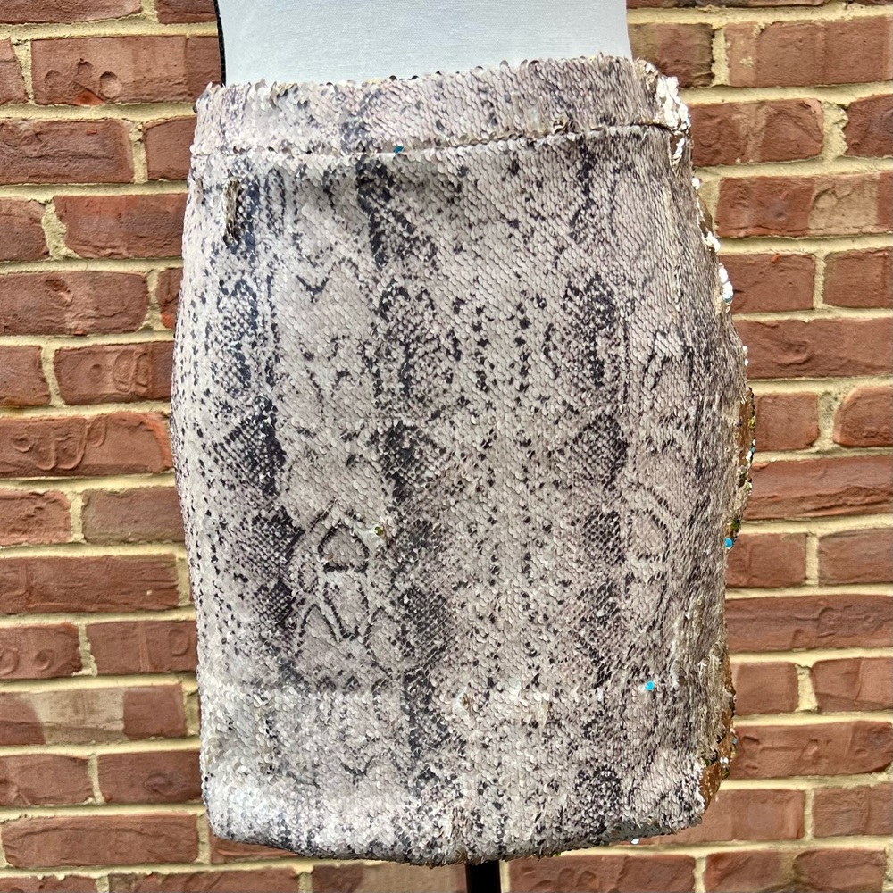 Blush Snakeskin Sequin Skirt Sz S Animal Print Indie Sleaze Mob Wife Maximalist